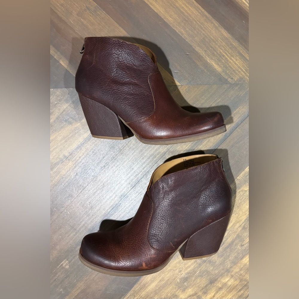 Korks Leather Rich Brown Heeled Ankle Boot | Women’s 9.5 - Picture 8 of 10